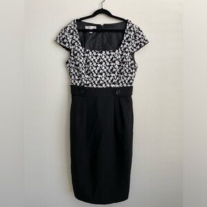 london times black and white dress